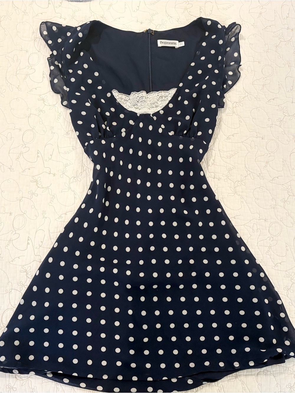 💙 Beginning Boutique Navy Polka Dot Dress